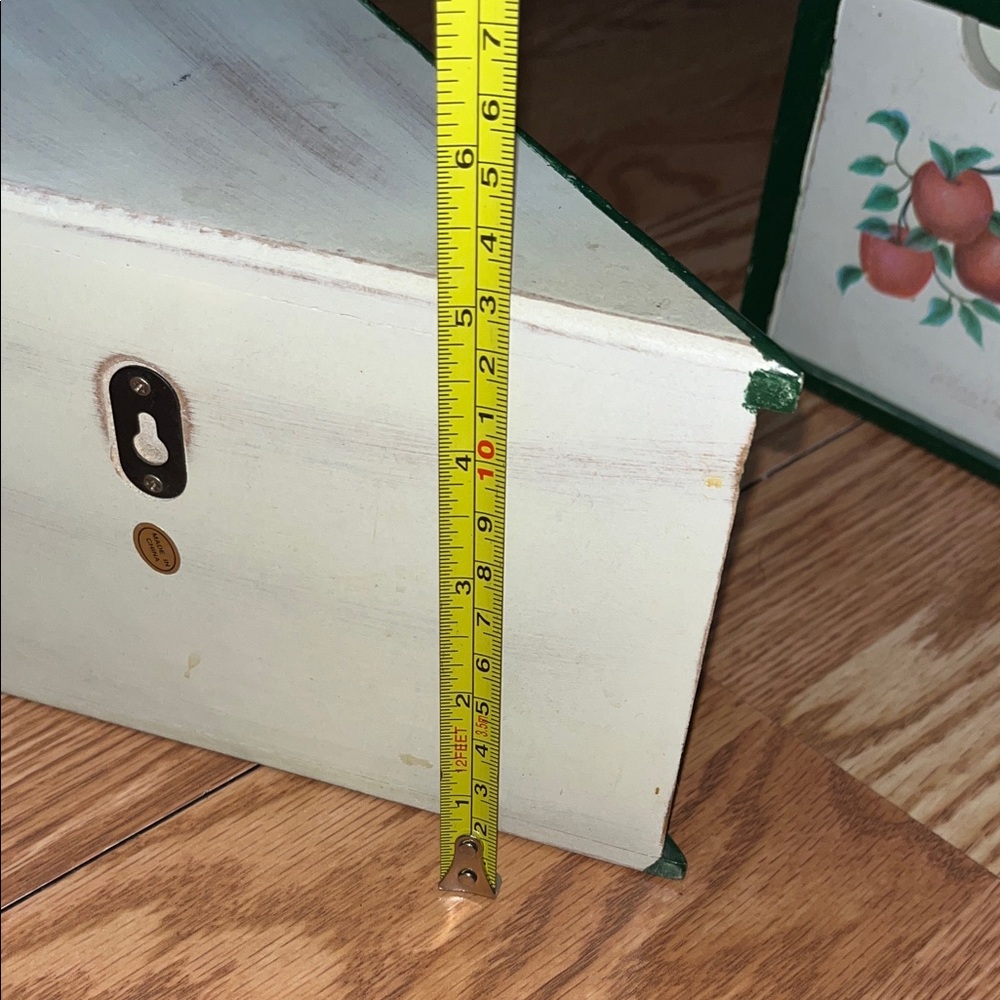 Hand-Painted Cream and Green Wall Shelf - Unbranded